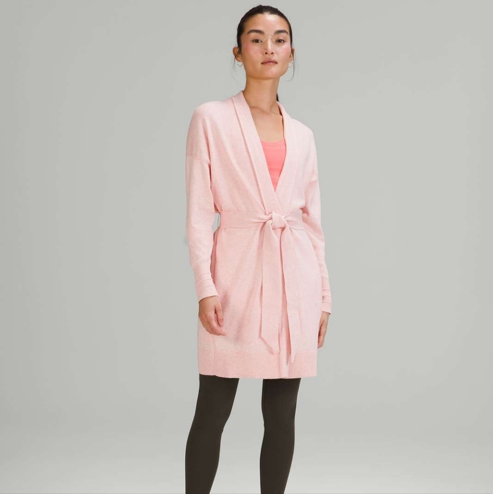 Lululemon Cotton-Cashmere Knit Wrap Heathered Dew Pink Like New